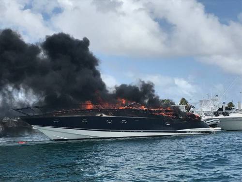yacht on fire