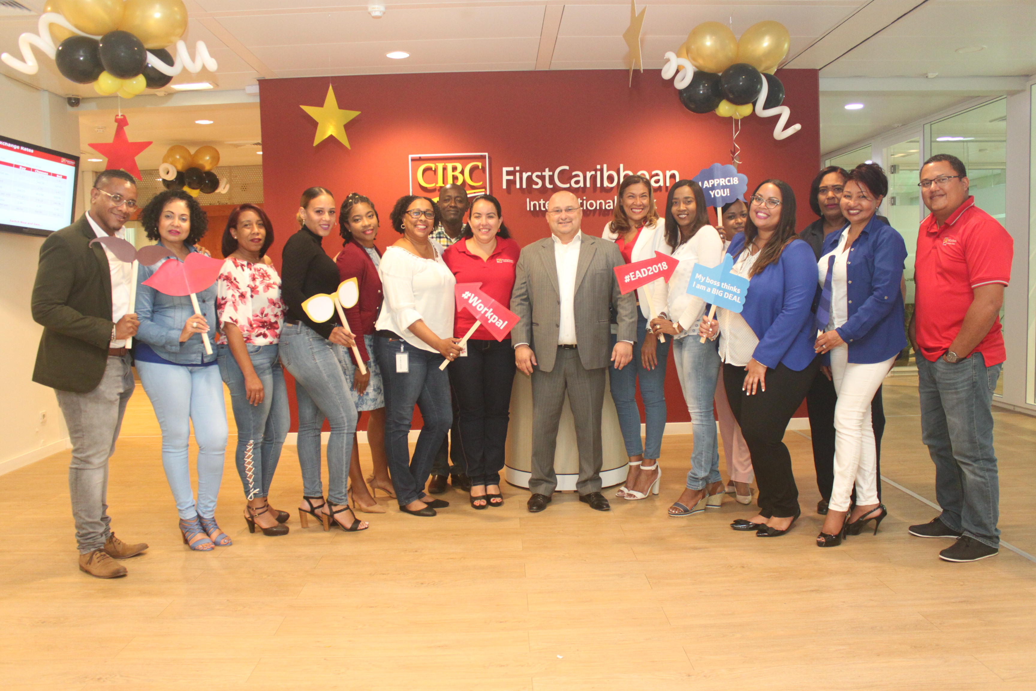 CIBC FirstCaribbean International Bank toasts its employees during